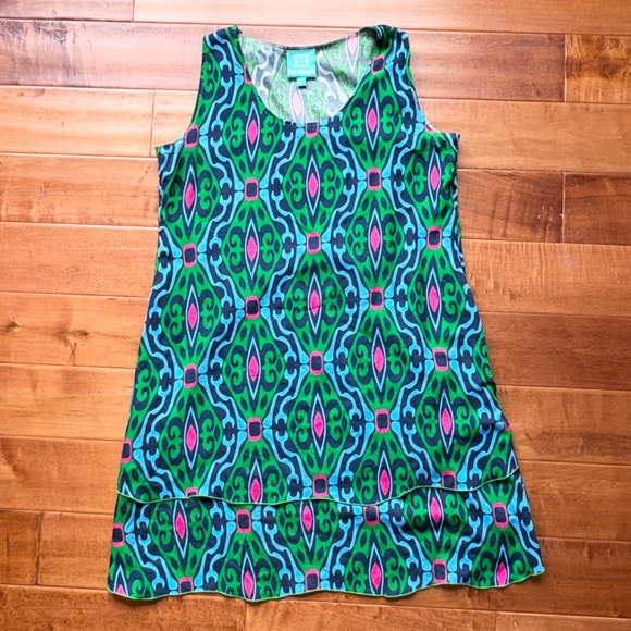 Escapada Geometric Tropical Print Sundress L - Picture 3 of 11
